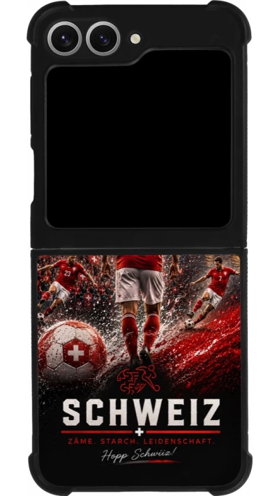 Coque Samsung Galaxy Z Flip6 - Silicone rigide noir Football Schweiz splash 2026