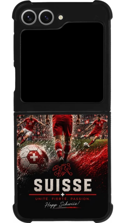 Coque Samsung Galaxy Z Flip6 - Silicone rigide noir Football Suisse splash 2026