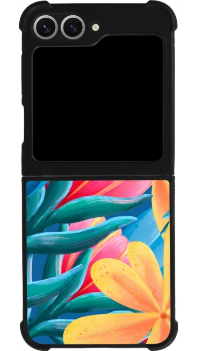 Samsung Galaxy Z Flip6 Case Hülle - Silikon schwarz Spring 23 colorful flowers