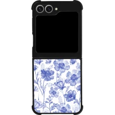 Samsung Galaxy Z Flip6 Case Hülle - Silikon schwarz Spring 23 watercolor blue flowers