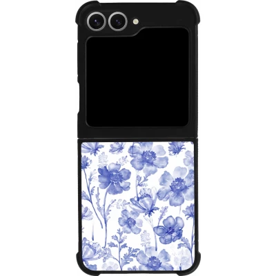 Coque Samsung Galaxy Z Flip6 - Silicone rigide noir Spring 23 watercolor blue flowers