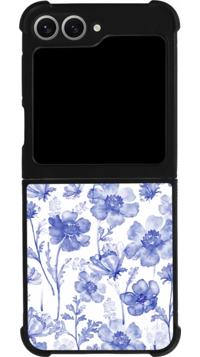 Samsung Galaxy Z Flip6 Case Hülle - Silikon schwarz Spring 23 watercolor blue flowers