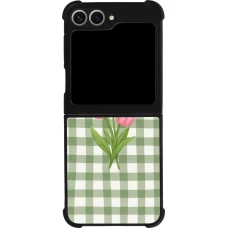 Samsung Galaxy Z Flip6 Case Hülle - Silikon schwarz Green vichy tulips Spring 2026