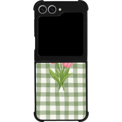 Samsung Galaxy Z Flip6 Case Hülle - Silikon schwarz Green vichy tulips Spring 2026