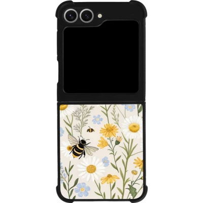 Coque Samsung Galaxy Z Flip6 - Silicone rigide noir Pattern bees Spring 2026