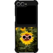 Samsung Galaxy Z Flip6 Case Hülle - Silikon schwarz Sunflower with glasses Spring 2026