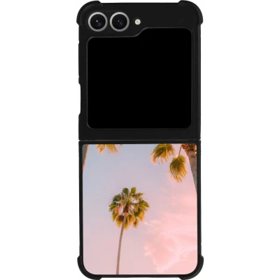 Coque Samsung Galaxy Z Flip6 - Silicone rigide noir Summer 2025 Palmiers