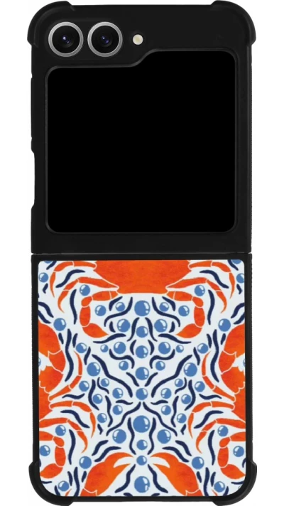 Coque Samsung Galaxy Z Flip6 - Silicone rigide noir Crabs and pearls Summer 2026