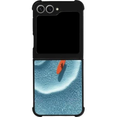 Coque Samsung Galaxy Z Flip6 - Silicone rigide noir Orange surf Summer 2026
