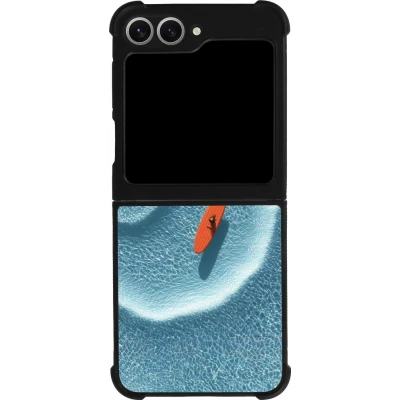 Coque Samsung Galaxy Z Flip6 - Silicone rigide noir Orange surf Summer 2026
