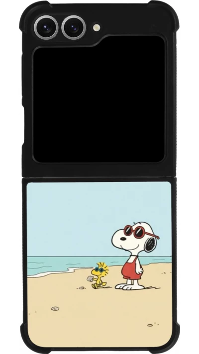 Coque Samsung Galaxy Z Flip6 - Silicone rigide noir Snoopy on the beach Summer 2026