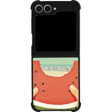 Coque Samsung Galaxy Z Flip6 - Silicone rigide noir Views through a watermelon Summer 2026