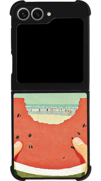 Coque Samsung Galaxy Z Flip6 - Silicone rigide noir Views through a watermelon Summer 2026