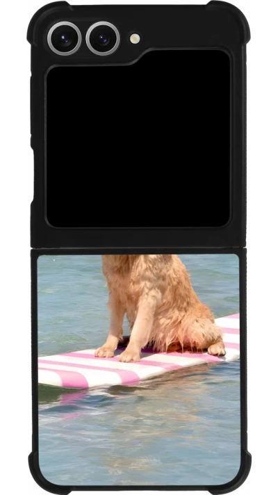 Samsung Galaxy Z Flip6 Case Hülle - Silikon schwarz Summer Dog on Paddle