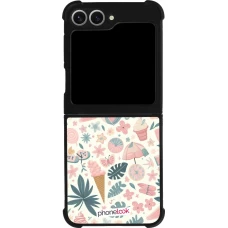 Coque Samsung Galaxy Z Flip6 - Silicone rigide noir Summer Pink Pattern