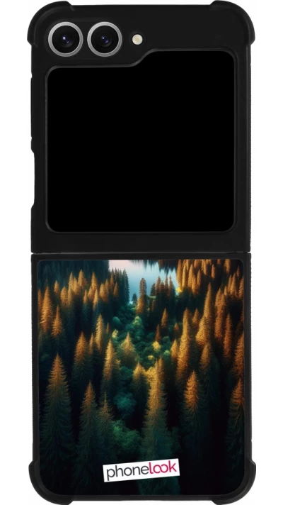 Samsung Galaxy Z Flip6 Case Hülle - Silikon schwarz Sonnenuntergang Waldsee