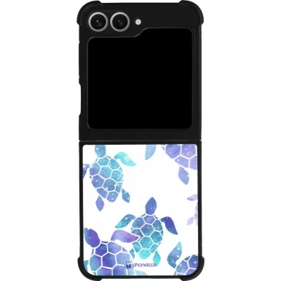 Coque Samsung Galaxy Z Flip6 - Silicone rigide noir Turtles pattern watercolor