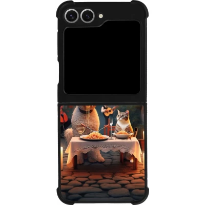 Samsung Galaxy Z Flip6 Case Hülle - Silikon schwarz Valentin 2024 Hund & Katze Kerzenlicht