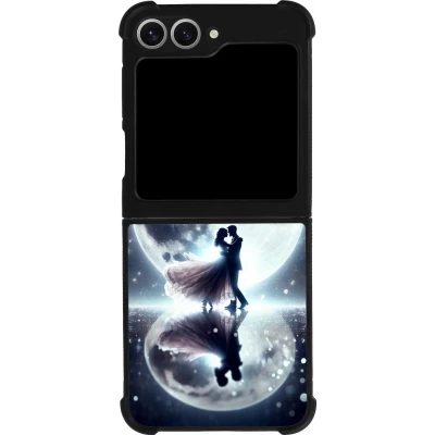 Coque Samsung Galaxy Z Flip6 - Silicone rigide noir Valentine 2024 Love under the moon