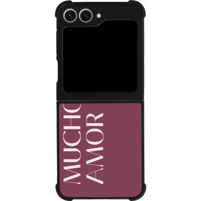 Coque Samsung Galaxy Z Flip6 - Silicone rigide noir Valentine 2024 mucho amor rosado