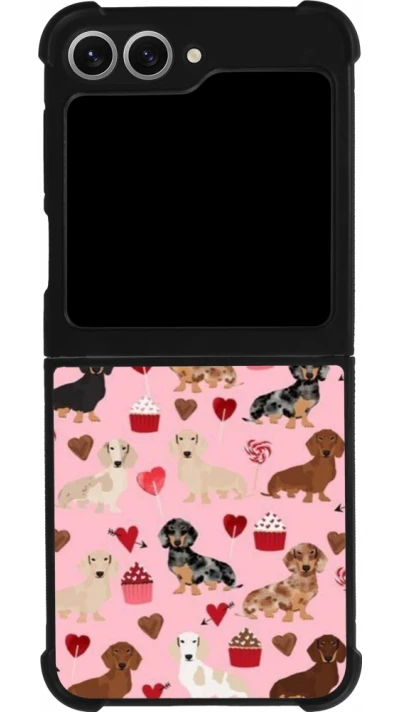 Samsung Galaxy Z Flip6 Case Hülle - Silikon schwarz Valentine 2024 puppy love