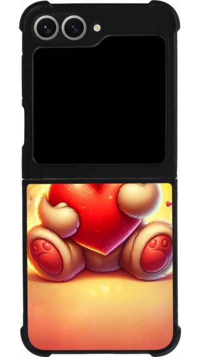 Samsung Galaxy Z Flip6 Case Hülle - Silikon schwarz Valentin 2024 Teddy Liebe