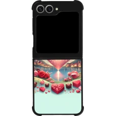 Coque Samsung Galaxy Z Flip6 - Silicone rigide noir Valentine 2025 Chic