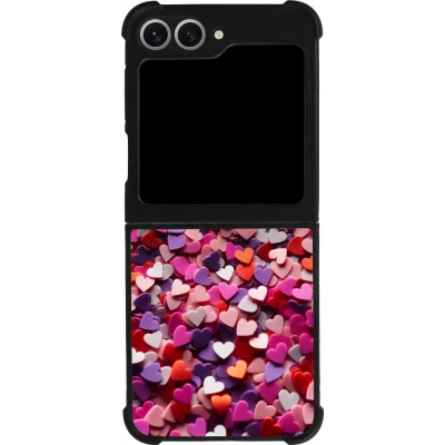 Coque Samsung Galaxy Z Flip6 - Silicone rigide noir Valentine 2025 Confetti