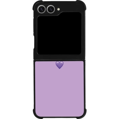 Coque Samsung Galaxy Z Flip6 - Silicone rigide noir Valentine 2023 purpule single heart