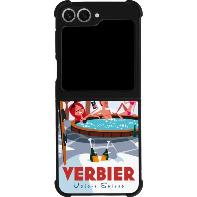 Coque Samsung Galaxy Z Flip6 - Silicone rigide noir Verbier Mountain Jacuzzi