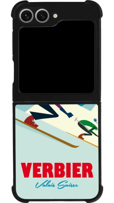 Samsung Galaxy Z Flip6 Case Hülle - Silikon schwarz Verbier Ski Downhill