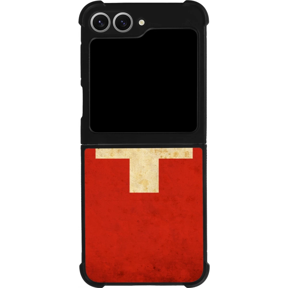 Coque Samsung Galaxy Z Flip6 - Silicone rigide noir Vintage Flag SWISS