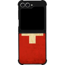Coque Samsung Galaxy Z Flip6 - Silicone rigide noir Vintage Flag SWISS