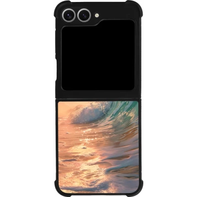 Coque Samsung Galaxy Z Flip6 - Silicone rigide noir Wave Sunset