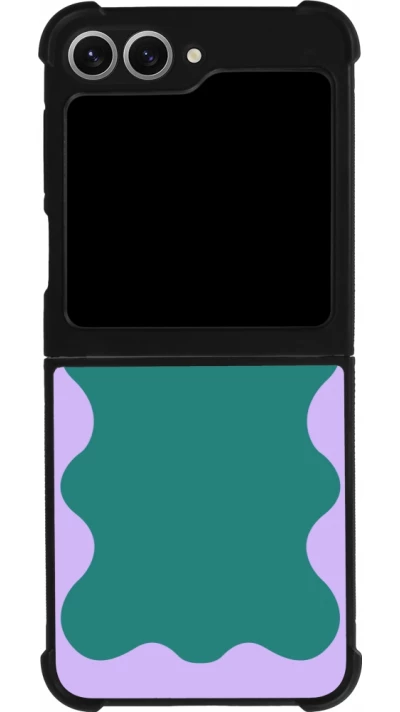 Coque Samsung Galaxy Z Flip6 - Silicone rigide noir Wavy Rectangle Green Purple