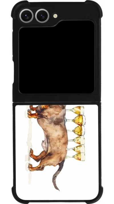 Coque Samsung Galaxy Z Flip6 - Silicone rigide noir Wine Teckel