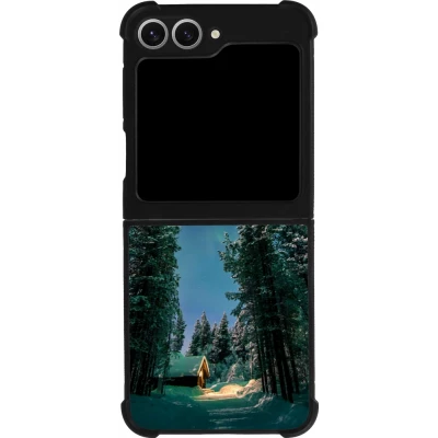 Coque Samsung Galaxy Z Flip6 - Silicone rigide noir Winter 22 Northern Lights