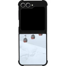 Coque Samsung Galaxy Z Flip6 - Silicone rigide noir Winter 22 ski lift