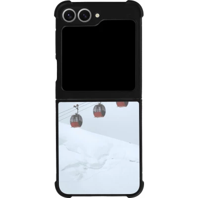 Coque Samsung Galaxy Z Flip6 - Silicone rigide noir Winter 22 ski lift