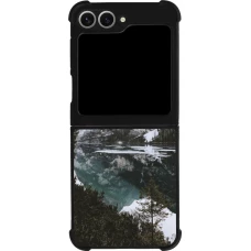 Coque Samsung Galaxy Z Flip6 - Silicone rigide noir Winter 22 snowy mountain and lake
