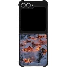 Samsung Galaxy Z Flip6 Case Hülle - Silikon schwarz Winter 25 Winter snowy village