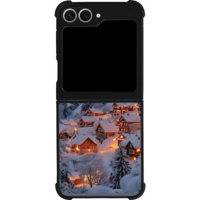 Samsung Galaxy Z Flip6 Case Hülle - Silikon schwarz Winter 25 Winter snowy village