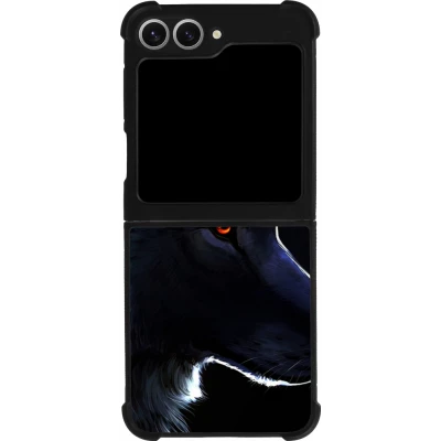 Coque Samsung Galaxy Z Flip6 - Silicone rigide noir Wolf Shape
