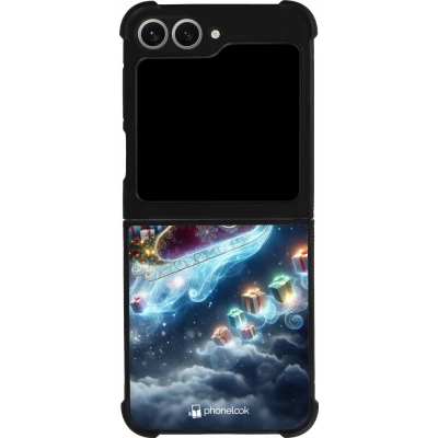 Coque Samsung Galaxy Z Flip6 - Silicone rigide noir Noël 2023 Père Noël enchanté