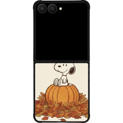 Coque Samsung Galaxy Z Flip7 - Silicone rigide noir Autumn 26 Snoopy autumn