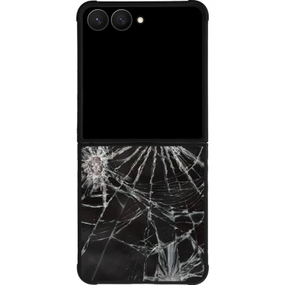 Coque Samsung Galaxy Z Flip7 - Silicone rigide noir Broken Screen