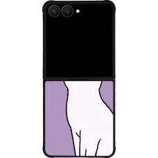 Coque Samsung Galaxy Z Flip7 - Silicone rigide noir Chat sur fond violet