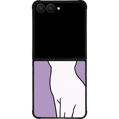 Coque Samsung Galaxy Z Flip7 - Silicone rigide noir Chat sur fond violet