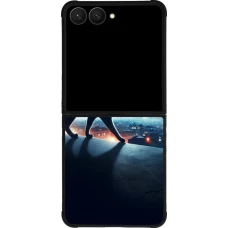 Samsung Galaxy Z Flip7 Case Hülle - Silikon schwarz Schwarze Katze unter dem Vollmond