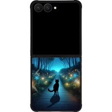 Samsung Galaxy Z Flip7 Case Hülle - Silikon schwarz Schwarze Katze Spaziergang